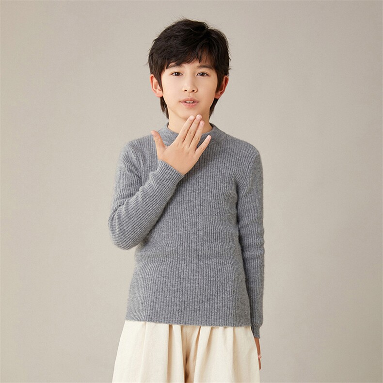 2025春秋新款羊绒衫女100山羊绒圆领长袖针织衫宽松时尚纯色上衣,童装儿童羊绒衫,奥赛羊绒童装