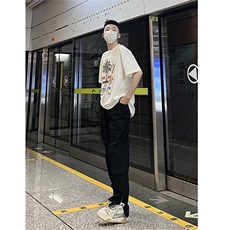 B221美式ins高街暗黑拉链小脚弹力破洞牛仔裤LK23060-P65控88，男装牛仔裤，电商B221