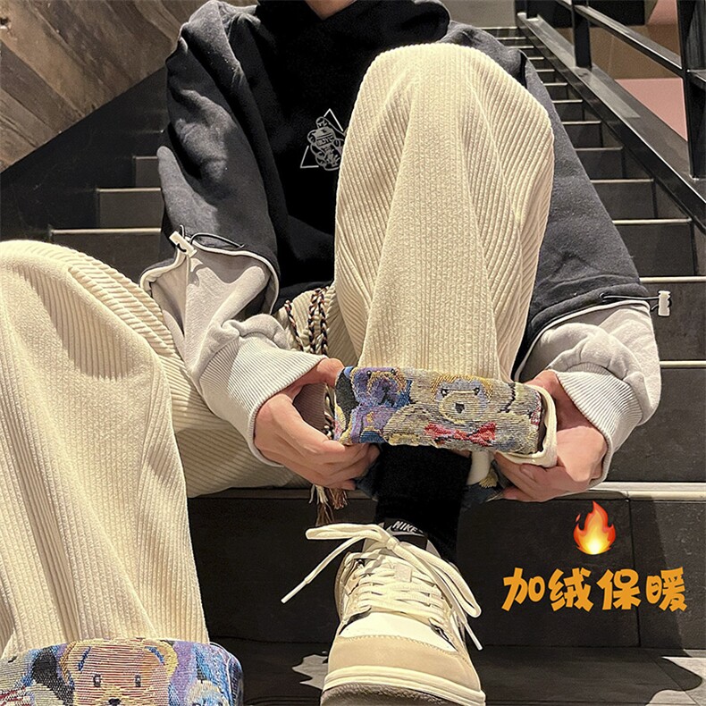 小熊卷边灯芯绒加绒加厚休闲裤KK376特P55,男装休闲裤,星座712