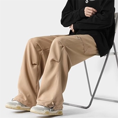 美式甜酷高腰直筒工装裤男2023新款设计感休闲裤K089-P40，男装休闲裤，星座308B-1