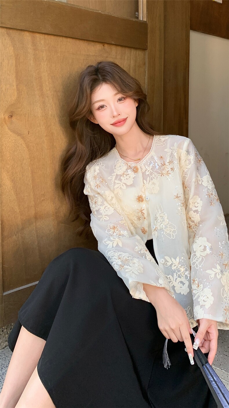 新款上新2025新中式重工亮片刺绣防晒外套女85083-208A-P160-K255,女装短外套,浙宝208A