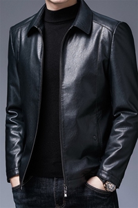 男士2023年秋季新款长袖皮衣皮厚款夹克休闲中年外套ZL8868-P170图片