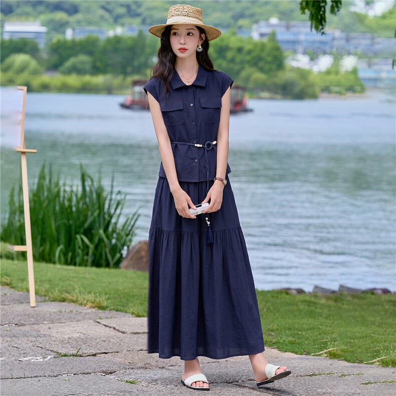2026年夏季休闲风通用女两件套轻薄雪纺衫衬衫,女装套装/套裙,悦祺