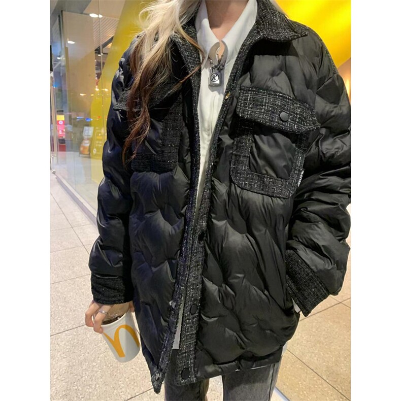 韩版小众小香风潮牌棉衣高级设计感男女米色短款棉服 MW367图片
