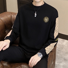 秋冬男士休闲时尚圆领60棉拼接套头卫衣打底衫X315-P47-加绒P52，男装T恤，星座310B-3