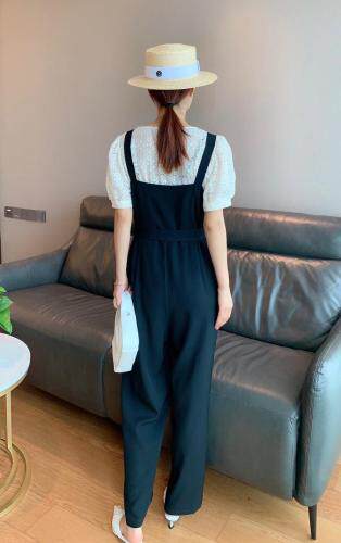 夏季新款韩版蕾丝清凉甜美背带裤，女装，水锦红