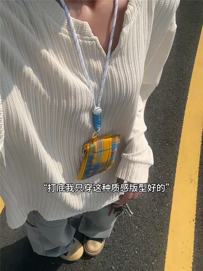 麦穗纹V领长袖T恤男秋季2025新款美式休闲宽松青少年打底内搭体恤,男装T恤,星座809A(原222-1)