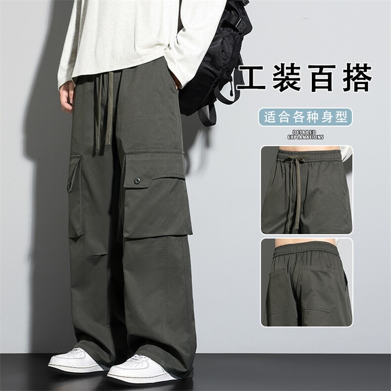 休闲裤男士美式工装潮牌2025秋季宽松直筒运动裤K6687-P45，男装工装外套，星座610（原A335）