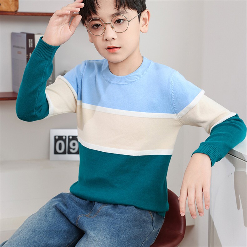 儿童毛衣男童纯棉打底衫秋冬款洋气针织衫男童长袖上衣圆领，童装儿童针织衫，暖姿羊绒童装店