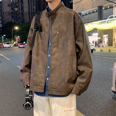 港风高街痞帅男装外套美式短款潮牌工装皮衣夹克A157B-J193-特P85，男装夹克，电商A157B