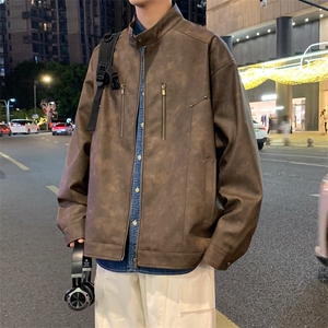 港风高街痞帅男装外套美式短款潮牌工装皮衣夹克A157B-J193-特P85图片