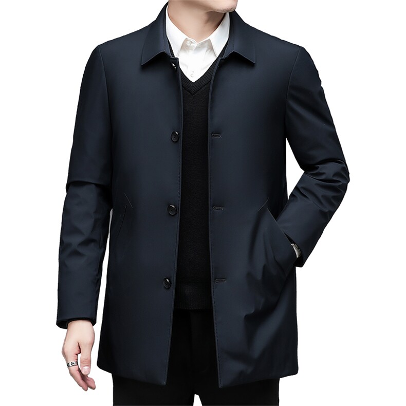 冬季新款翻领纯色男士羽绒服中年商务休闲上衣男装厚款保暖外套,男装羽绒服,电商B212（原钱塘6029）