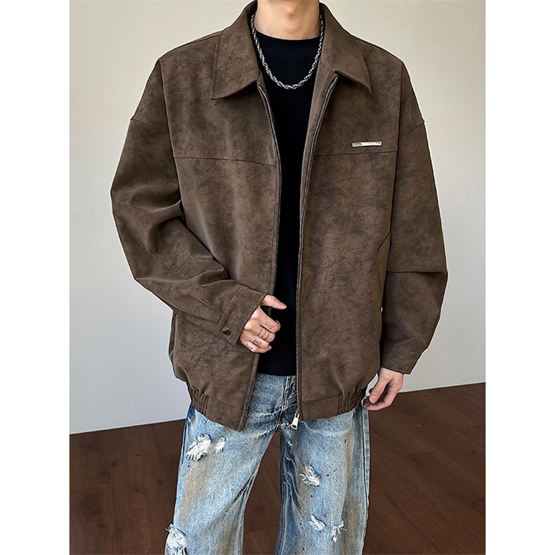 春季扎染皮衣机车翻领美式高街松弛感外套男女C64139-TP55不，男装皮衣，电商A102