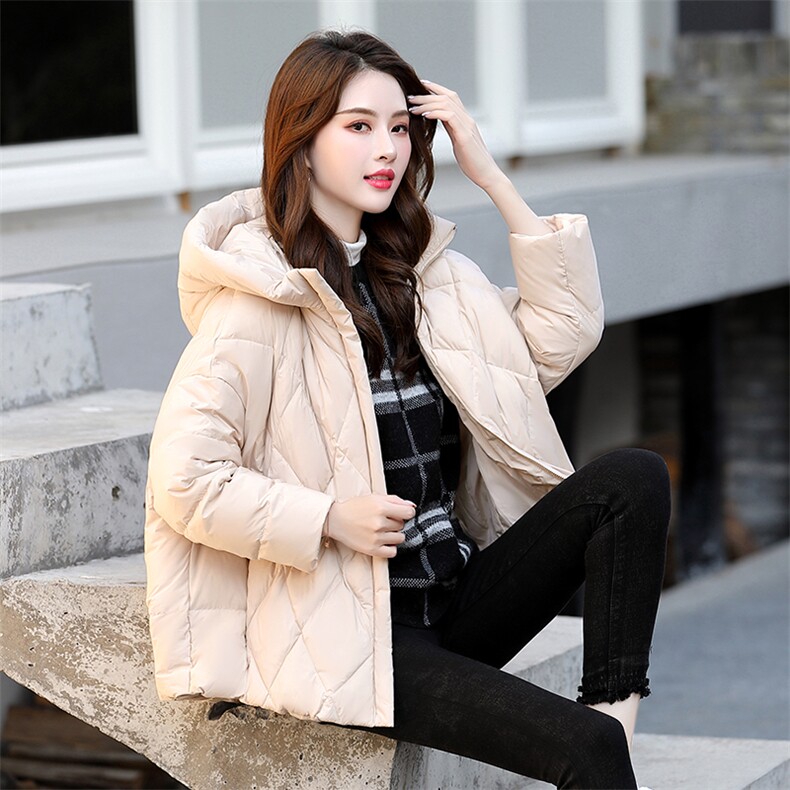 时尚百搭显瘦短款连帽羽绒服女冬季新款轻薄保暖外套,女装羽绒服,阿舍尔精品