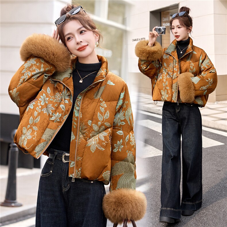 现货，现货人丝2025年冬季羽绒真狐狸毛短款加厚羽绒服图片
