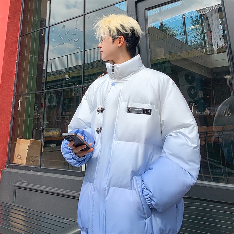 XZ230-1MY51冬港风宽松简约扎染渐变休闲立领机车面包服P128控158,男装棉衣,星座230-1