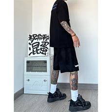 重磅短裤男美式高街麂皮5分裤夏季大码oversize宽松休闲篮球裤子，男装休闲裤，电商A014