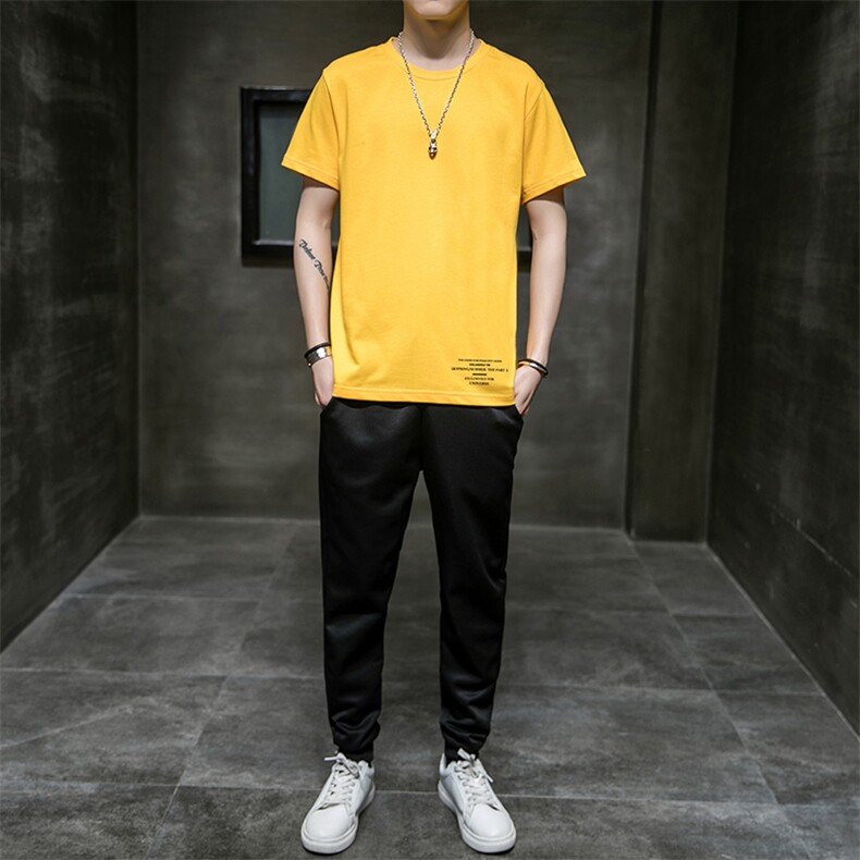 2021夏季新款韩版潮流两件套潮牌休闲运动服恤套装A438-TZ06-P30,男装休闲套装,电商A438