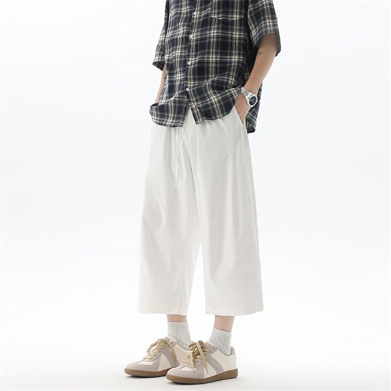 8XL-M七分裤男款夏季冰丝薄款休闲裤子宽松大码7分短裤QK27001P40图片