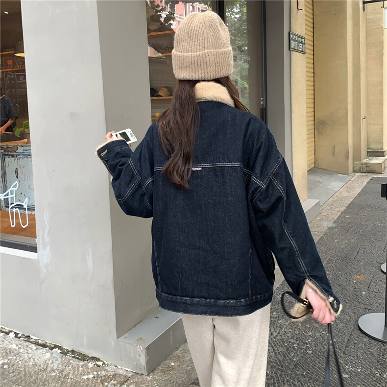 复古学院风牛仔外套女2025冬季新款短款宽松休闲百搭夹克小个子,女装棉衣/棉服,2C057