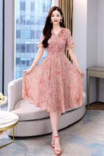 2022年夏季新款时尚印花连衣裙，女装连衣裙，金典明美