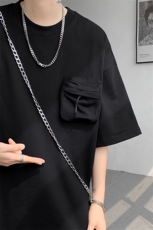 8XL-M重磅！特大码纯色宽松短袖T男口袋T恤五分袖上衣DX325P45，男装T恤，电商D206-1