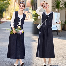 时尚休闲牛仔裙女2025春夏季新款减龄马甲打底衫半身裙，女装连衣裙，简韵佳