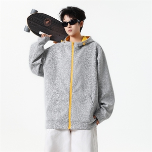 YK86105-P55聚酯纤维秋季新品美式复古人字纹连帽卫衣男
