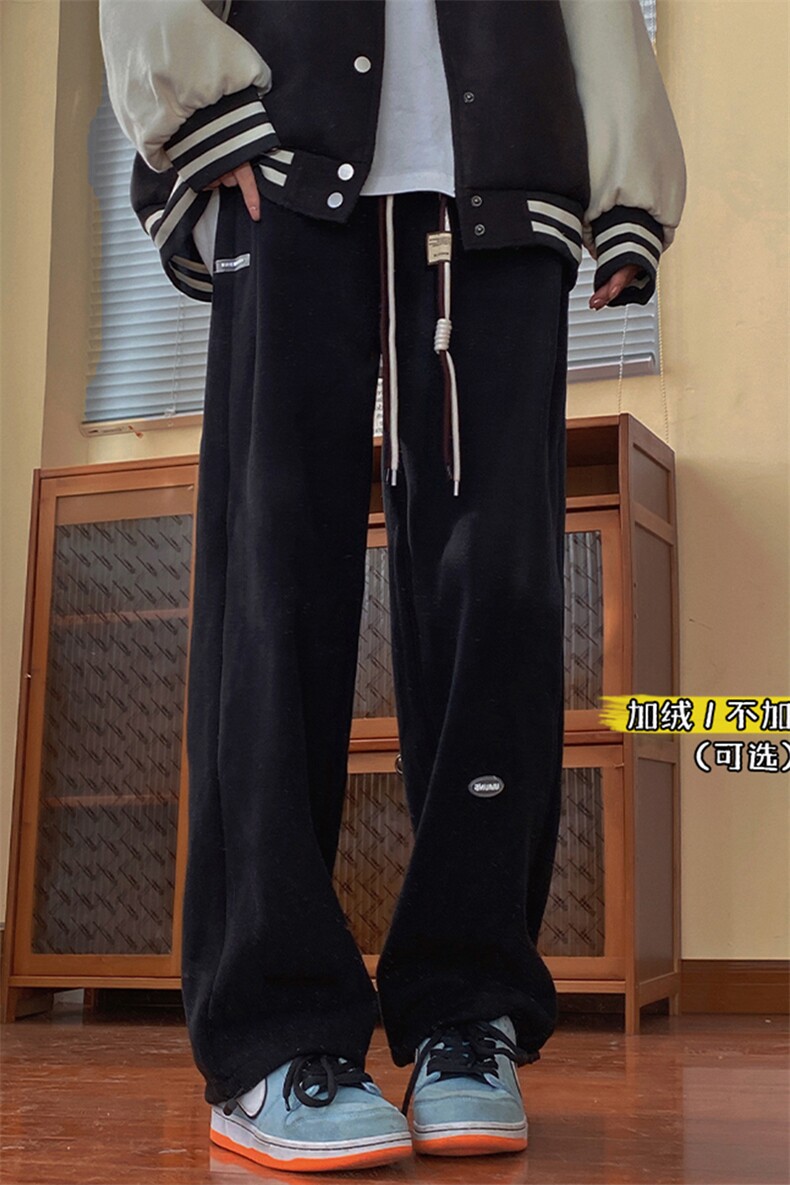中性秋冬休闲宽松印花卫裤长裤男女美潮D216P50控68加绒P65,男装休闲裤,电商A268