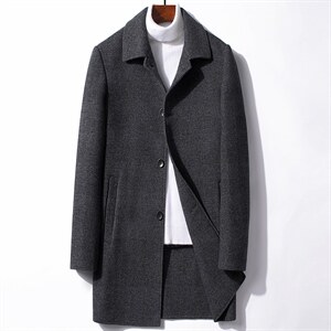 S3816冬季双面呢落肩袖中长款羽绒可脱卸款韩版毛呢外套P420，男装毛呢大衣，电商B360