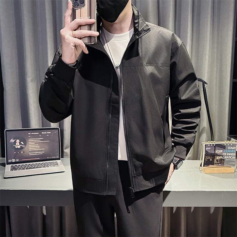 社会小伙秋装新款男时尚夹克男店主外套JK80-P78控128灰色,男装夹克,星座301B-1