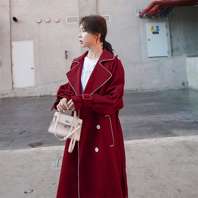 【新品】2021春秋装线条中长款风衣女255-2082-P145控198，女装风衣，浙宝288（原255）