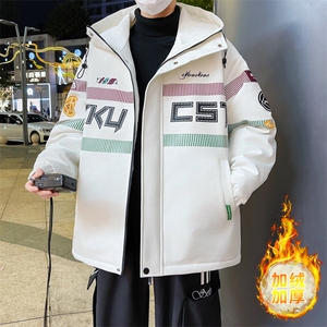 港风秋冬男士加绒加厚夹克男宽松时尚连帽棉衣男外套MY1687-P73图片