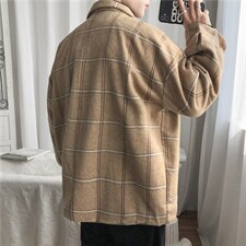 主推差价外套男秋冬呢子风衣百搭港风宽松夹克呢大衣3003-p70图片