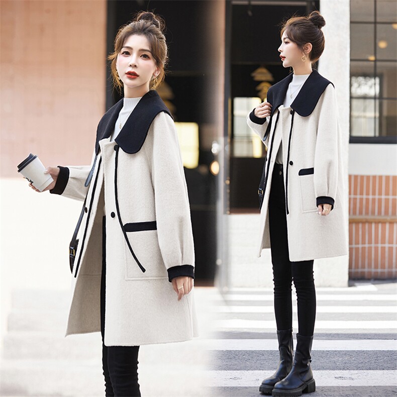 现货双面羊毛大衣2023年秋冬季新款女装，女装双面呢大衣，关键词