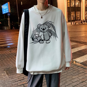 2021秋冬新款百搭宽松圆m领印花男女卫衣A815图片