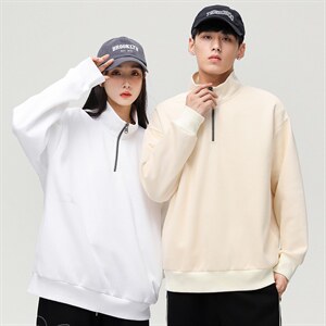 秋季新款基础纯色潮流宽松半高领休闲卫衣情侣款A305-EY-3617-P65图片