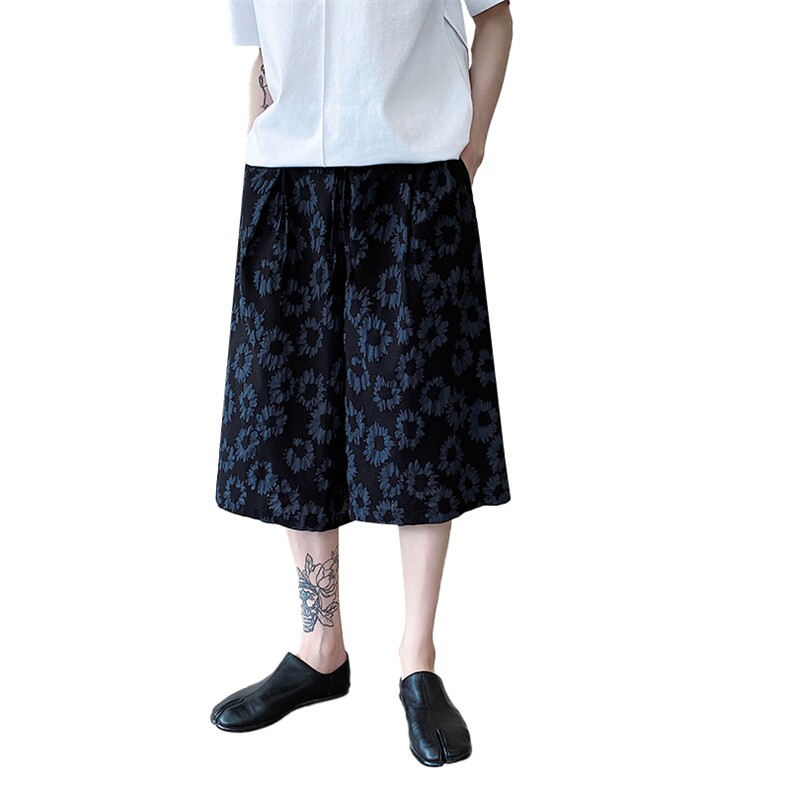 夏中国风亚麻七分裤男加肥大码民族裙裤夏季休闲阔腿裤子D605P65,男装休闲裤,星座312B-2