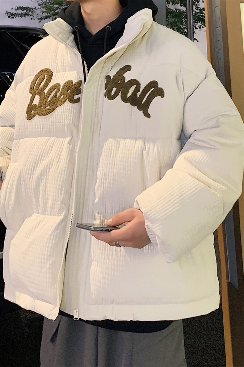 港风2023冬季新款男士毛巾绣棉衣情侣潮牌棉服外套MYTC157P95,男装棉衣,电商B220