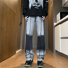美式高街牛仔裤男韩版潮流拼色个性2024秋冬新款ins长裤RK984-P45，男装牛仔裤，星座412-2