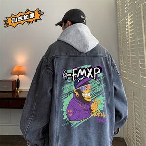 现货牛仔棉服男冬季棉衣外套羊羔绒翻领夹克保暖外套MY2247-P110图片