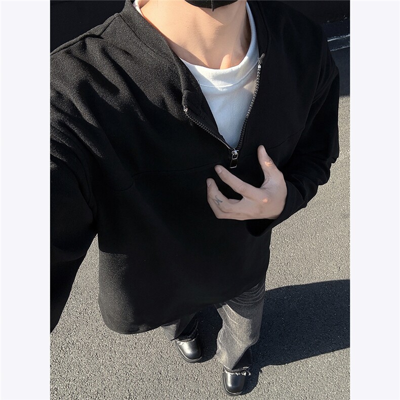 假两件高级感拉链领T恤cityboy设计感长袖卫衣外套男装P38,男装T恤,电商C306-1