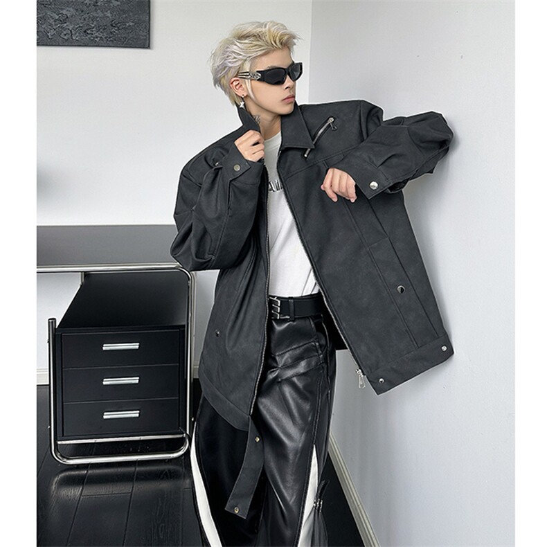 加棉加厚双拉链皮衣高品质2024新款外套机车P128加棉P148，男装皮衣，电商B319