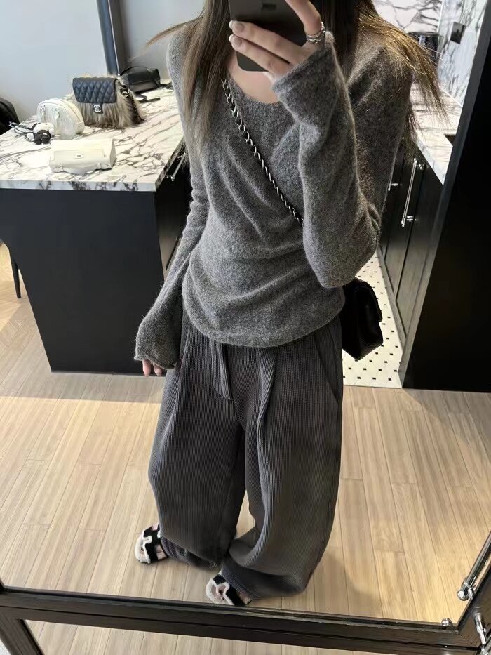 早秋新款针织衫圆领超显瘦套头打底上衣外穿,针织衫/毛衣,半城羊绒