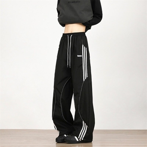 美式复古条纹拼接解构休闲运动裤男女hiphop街舞工装裤K6042-P39图片