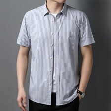 夏季新款2022中年男士短袖衬衫休闲免烫爸爸装衬衣上衣，男装衬衫，电商B212（原钱塘6029）