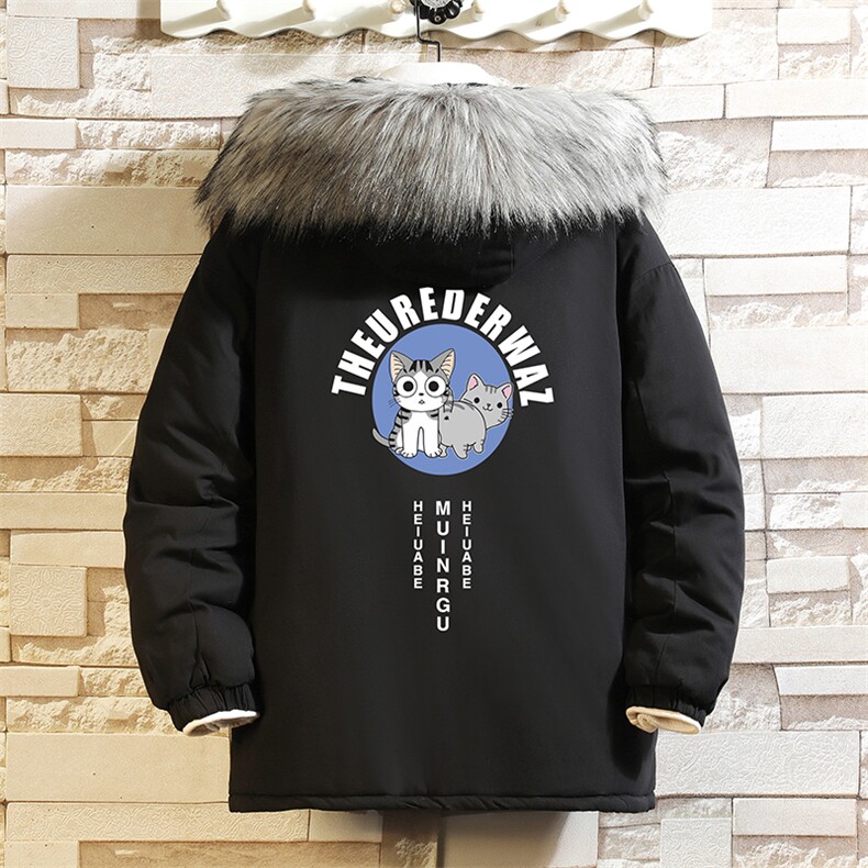MM48160-P130 冬季大毛领衣男士大码加厚袄男服 砖墙图片