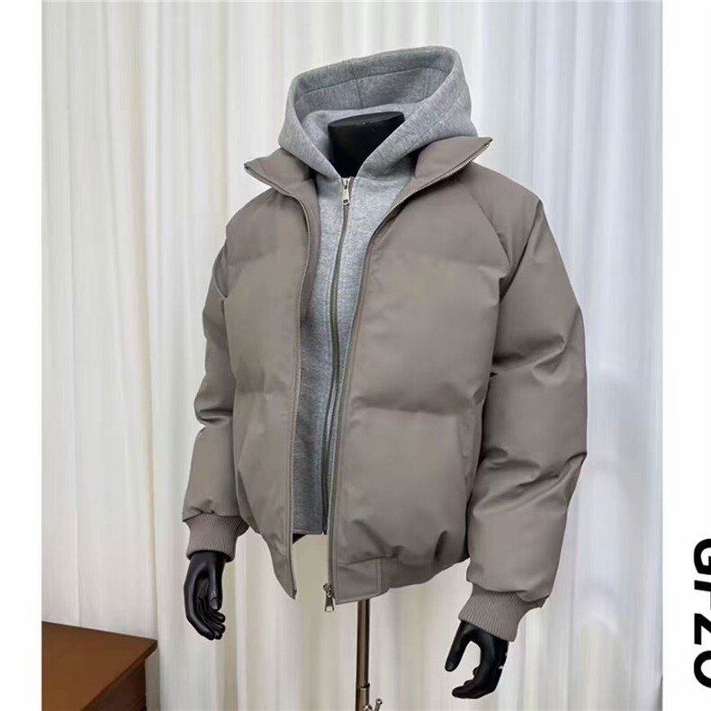 网图 冬季美式短款假两件插肩双层连帽双拉链保暖棉服D513 特P105图片