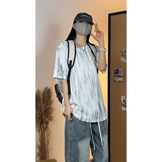 休闲风百搭短袖T恤男女宽松圆领条纹肌理感内搭上衣T3695-特价P22，男装T恤，电商A007