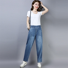 牛仔裤百搭修身宽松显瘦运动简约2021年春季裤子，女装裤子，小林双子